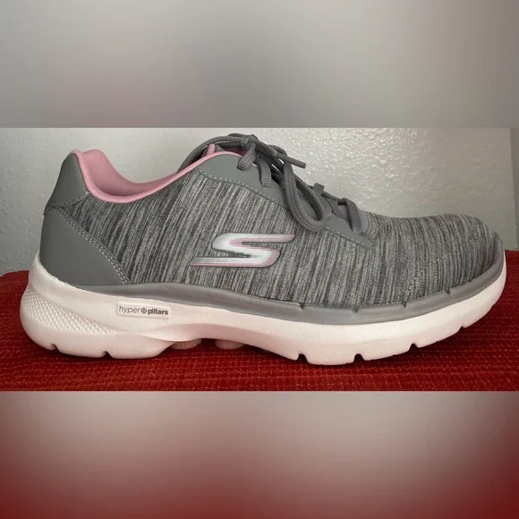 Skechers Women's Gray and Pink Sneakers - Picture 14 of 16